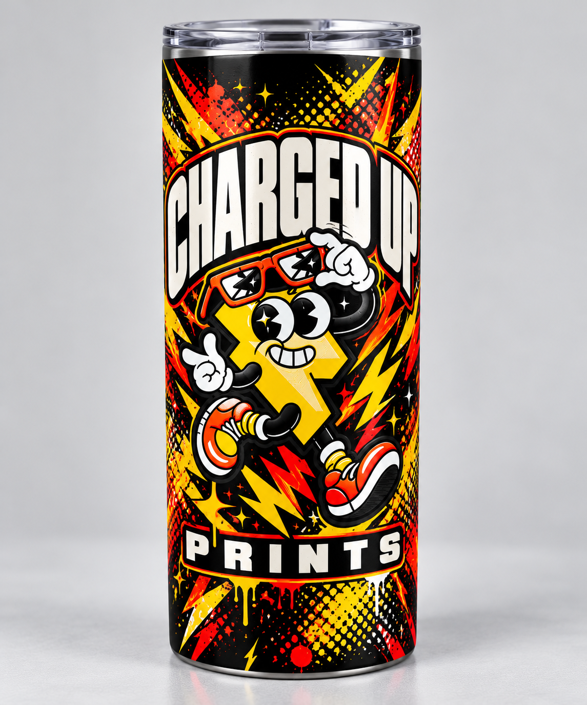 20 oz skinny stainless tumbler with a full-wrap custom print